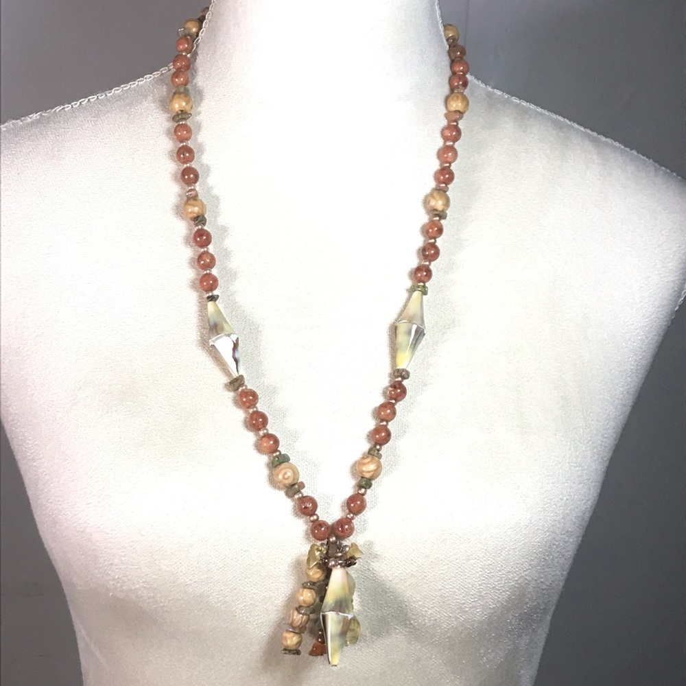 ☀️WEEKEND SALE☀️ ☀️Handmade burnt orange and tan pendant necklace